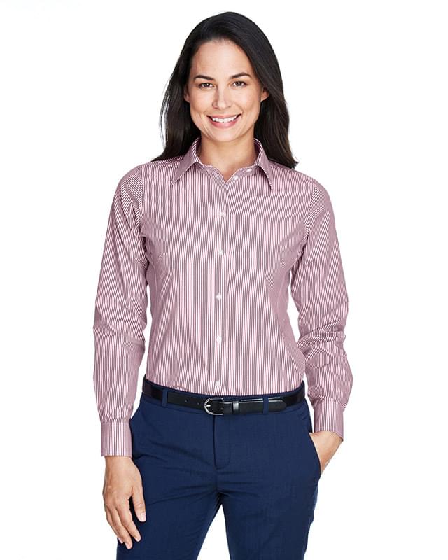 Ladies' Crown Collection Banker Stripe Woven Shirt