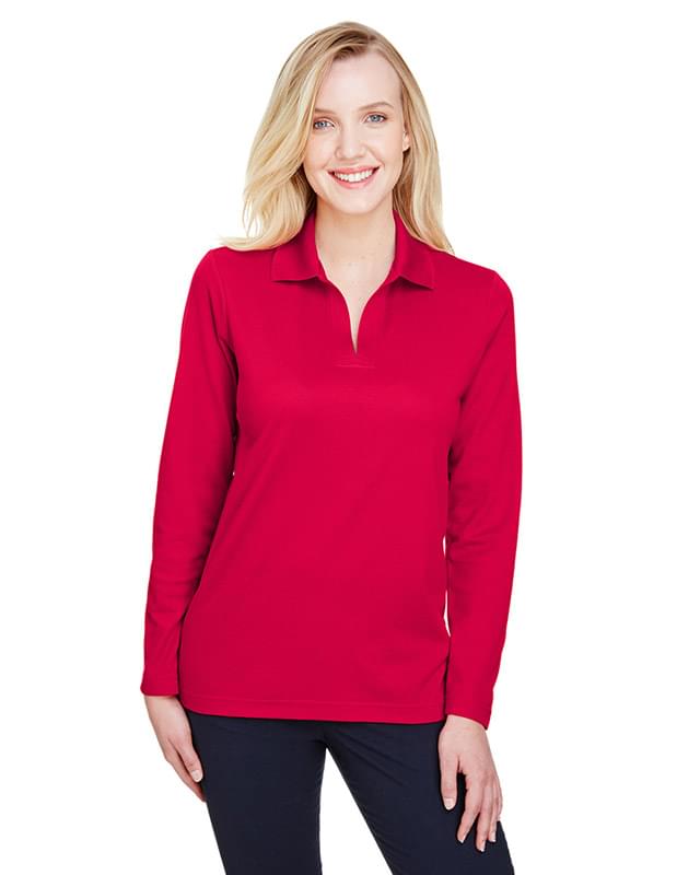 CrownLux Performance Ladies' Plaited Long Sleeve Polo