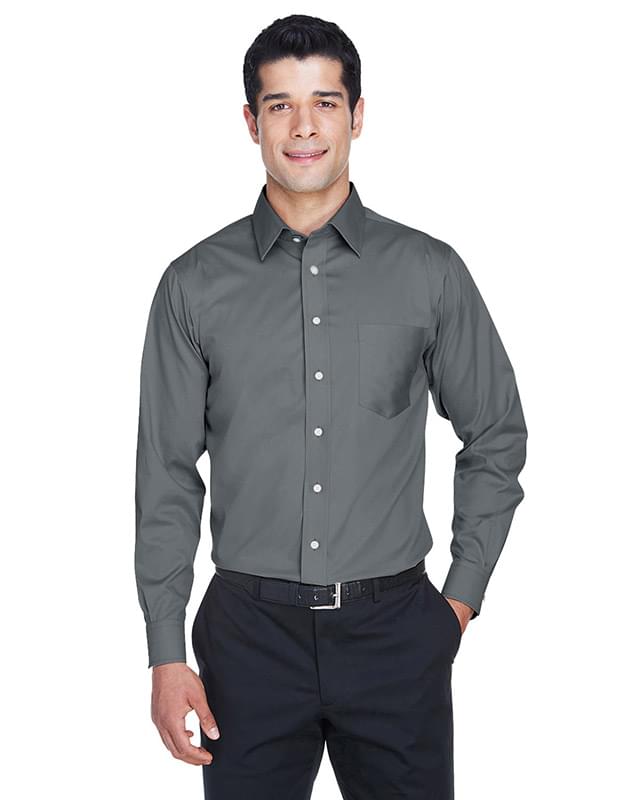 Men's Crown Collection Solid Stretch Twill Woven Shirt