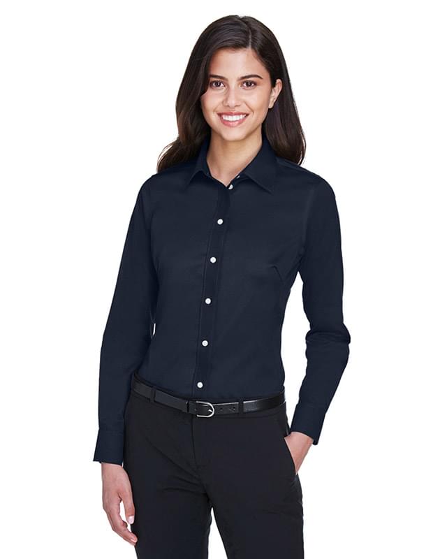Ladies' Crown Collection Solid Stretch Twill Woven Shirt