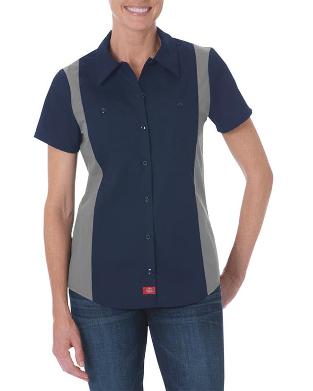 Ladies' Industrial Short-Sleeve Color Block Shirt