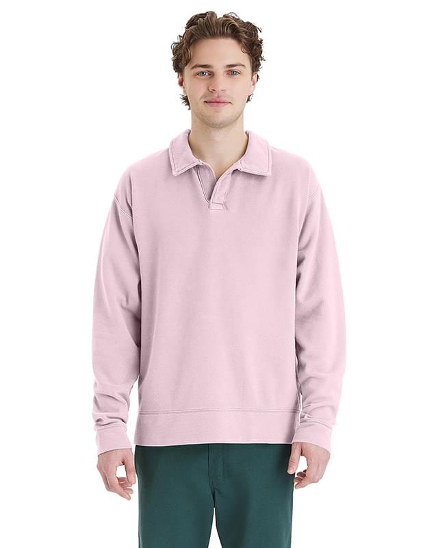 Unisex Garment Dye Polo Collar Sweatshirt