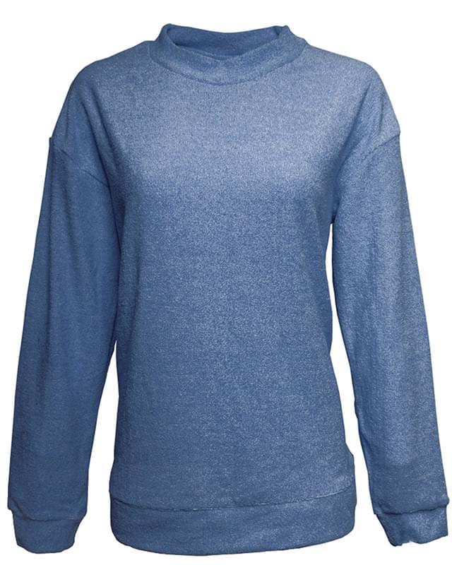 Ladies' Weekend French Terry Mock Neck Crew