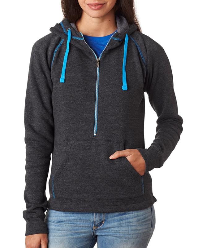 Ladies' 1/2-Zip Tri-Blend Hooded Fleece