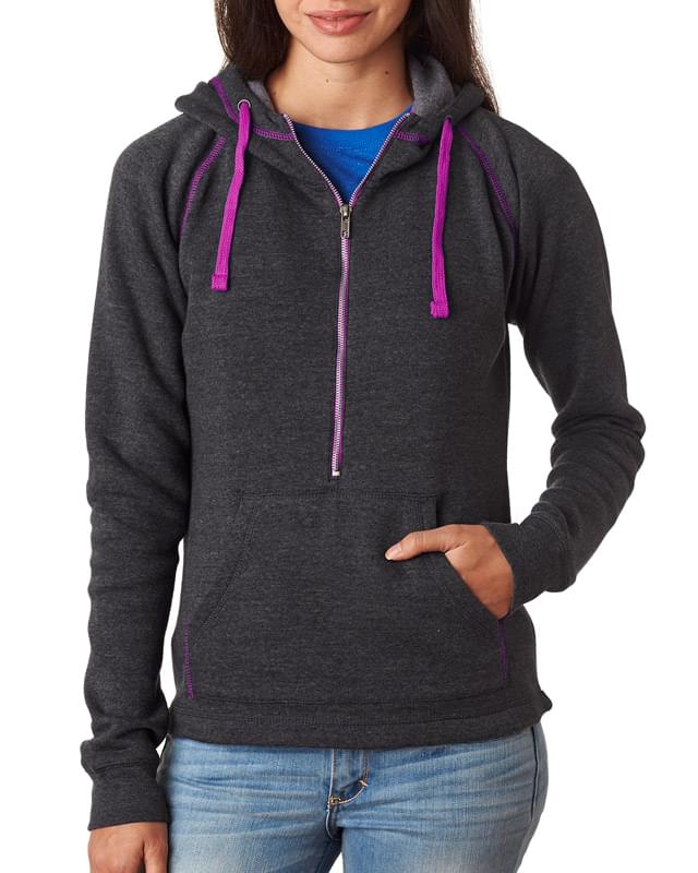 Ladies' 1/2-Zip Tri-Blend Hooded Fleece