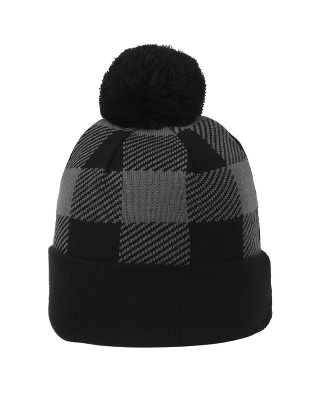 Plaid Watch Cap With Pom