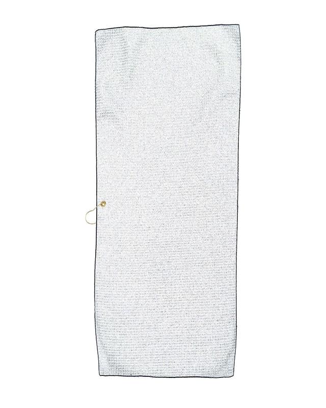 Large Microfiber Waffle Golf Towel Brass Grommet & Hook