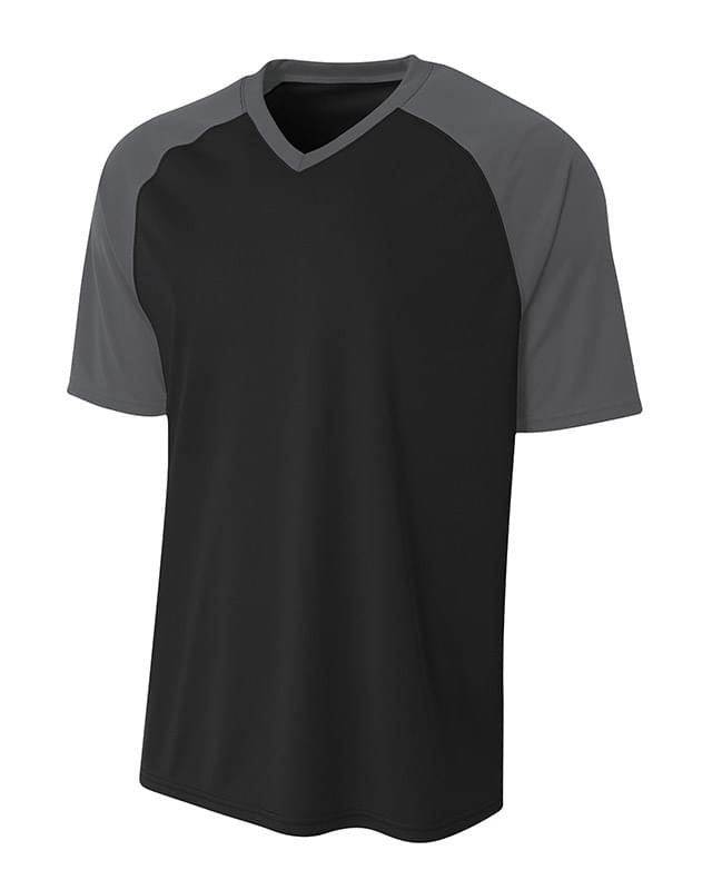 Adult Polyester V-Neck Strike Jersey with Contrast Sleeve