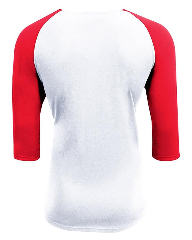 Unisex Softek Quarter-Sleeve Color Block Raglan T-Shirt