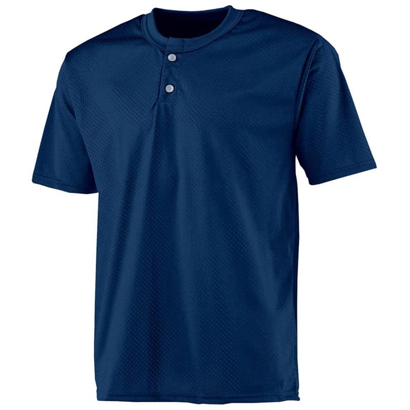 Adult 2-Button Mesh Henley Jersey