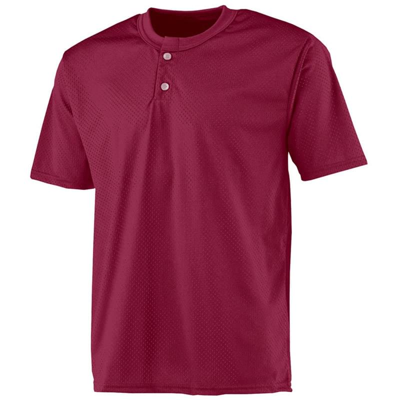 Adult 2-Button Mesh Henley Jersey
