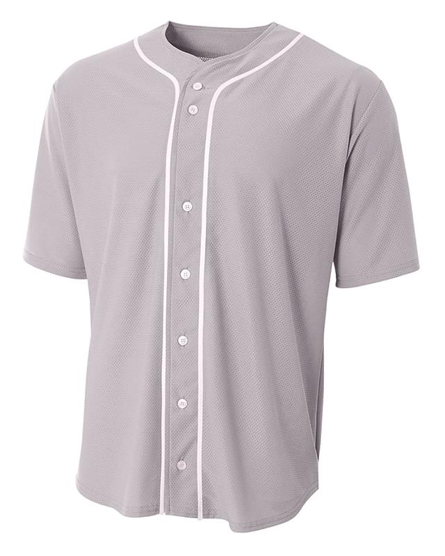 Short Sleeve Full Button Baseball Top