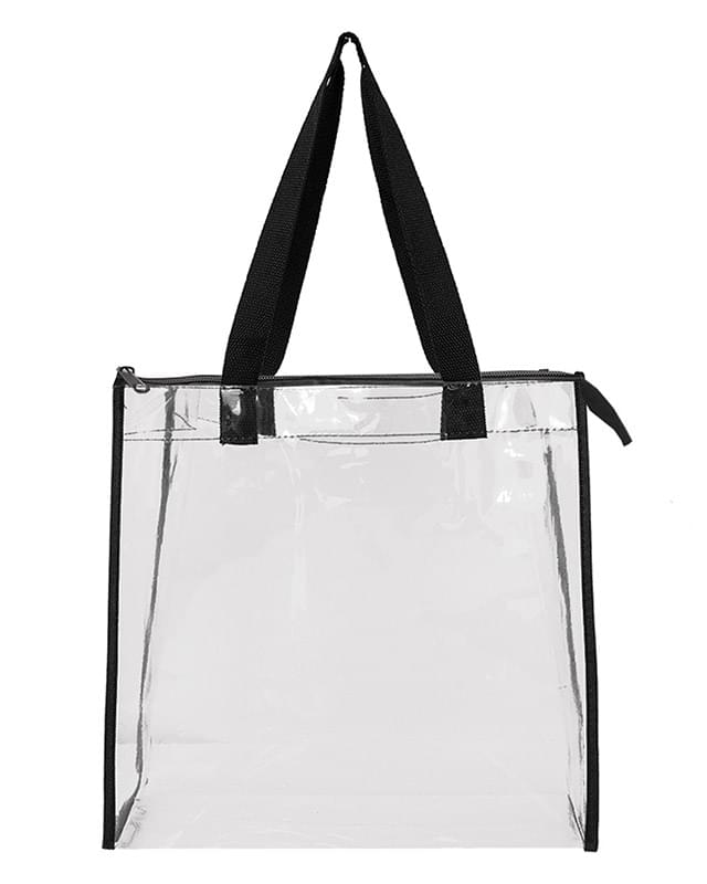 Clear Tote with Gusseted And Zippered Top