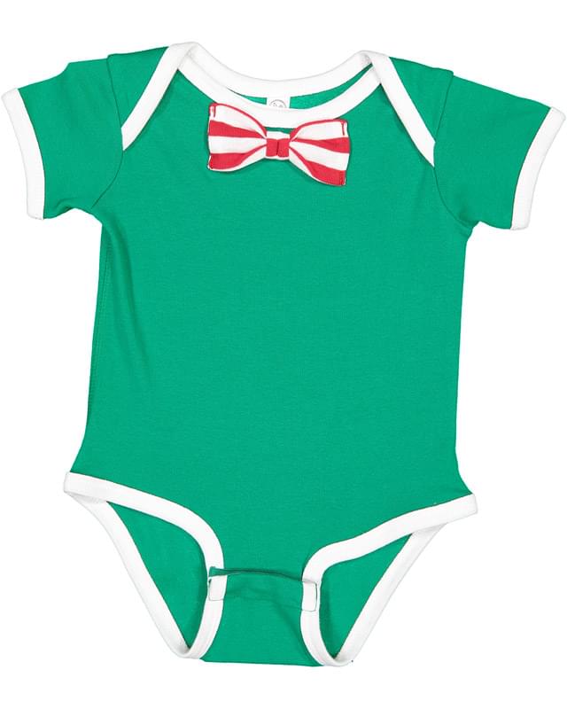 Infant Baby Rib Bow Tie Bodysuit