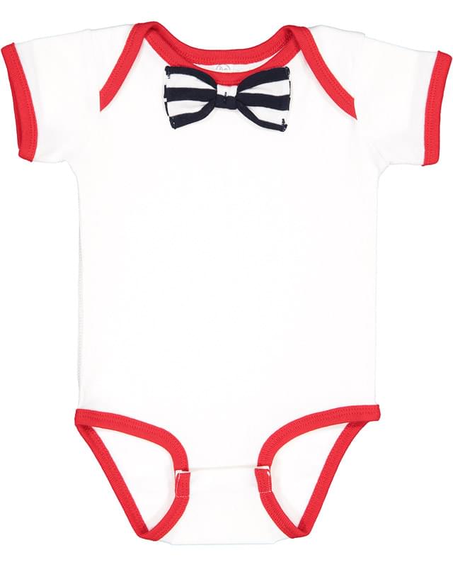 Infant Baby Rib Bow Tie Bodysuit