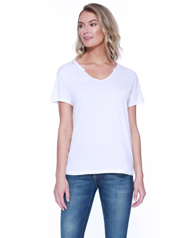 Ladies' Cotton/Modal Open V-Neck T-Shirt