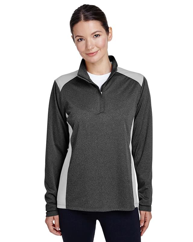 Ladies' Excel M?lange Interlock Performance Quarter-Zip Top