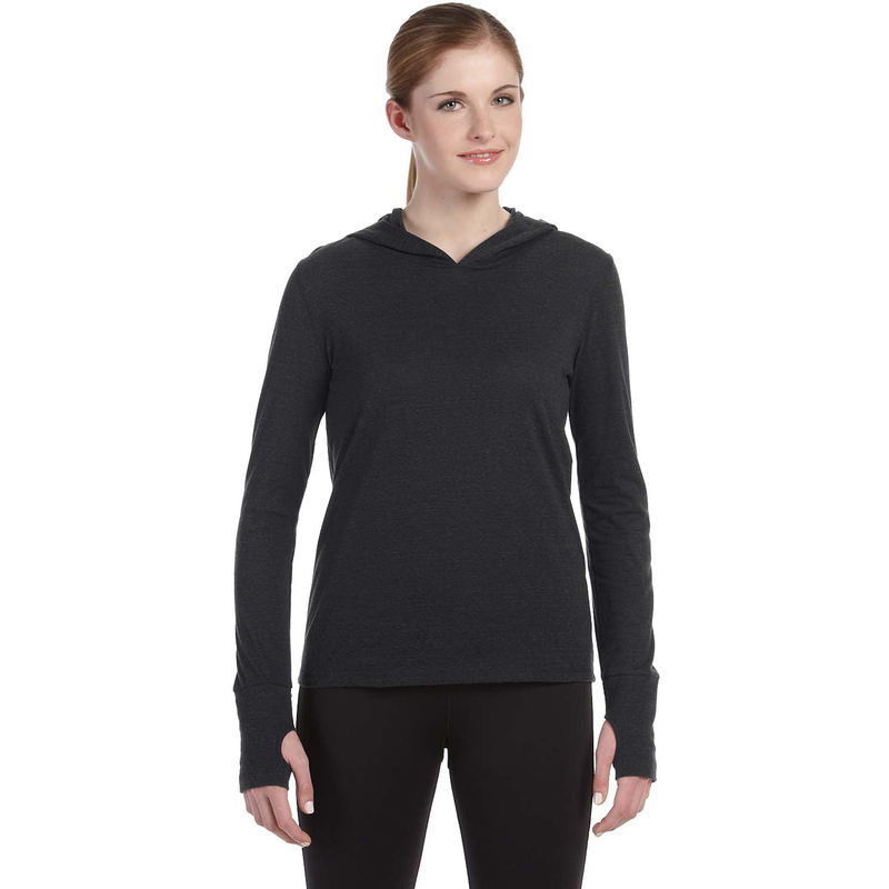 Ladies' Performance Triblend Long-Sleeve Hooded Pullover with Runner's Thumb