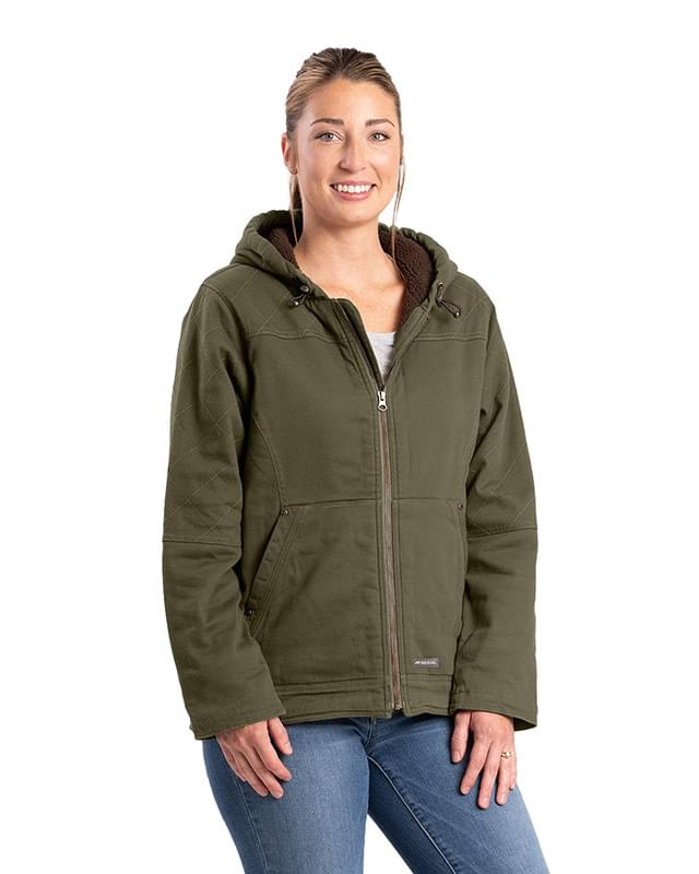 Ladies' Sherpa-Lined Twill Hooded Jacket