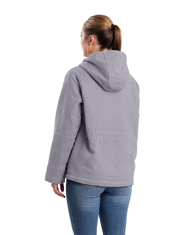 Ladies' Sherpa-Lined Twill Hooded Jacket