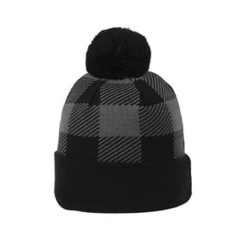 Plaid Watch Cap With Pom