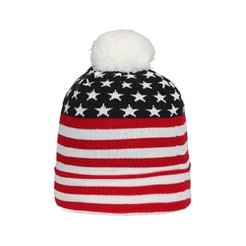 USA Watch Cap With Pom