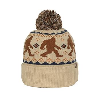 Knit Printed Watch Cap with Pom