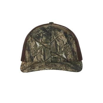 Structured Camo Trucker With Solid Mesh Back Hat