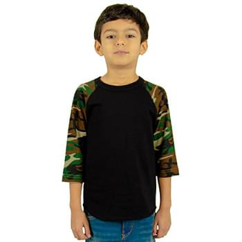 Youth Three-Quarter Sleeve Camo Raglan T-Shirt