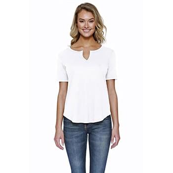 Ladies' CVC Slit V-Neck T-Shirt