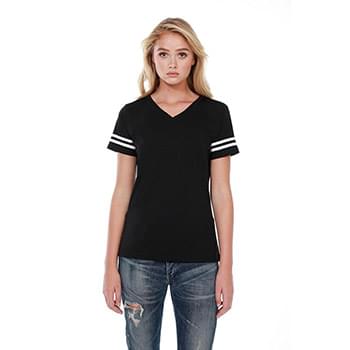 Ladies' 4.3 oz., CVC Striped Varsity T-Shirt
